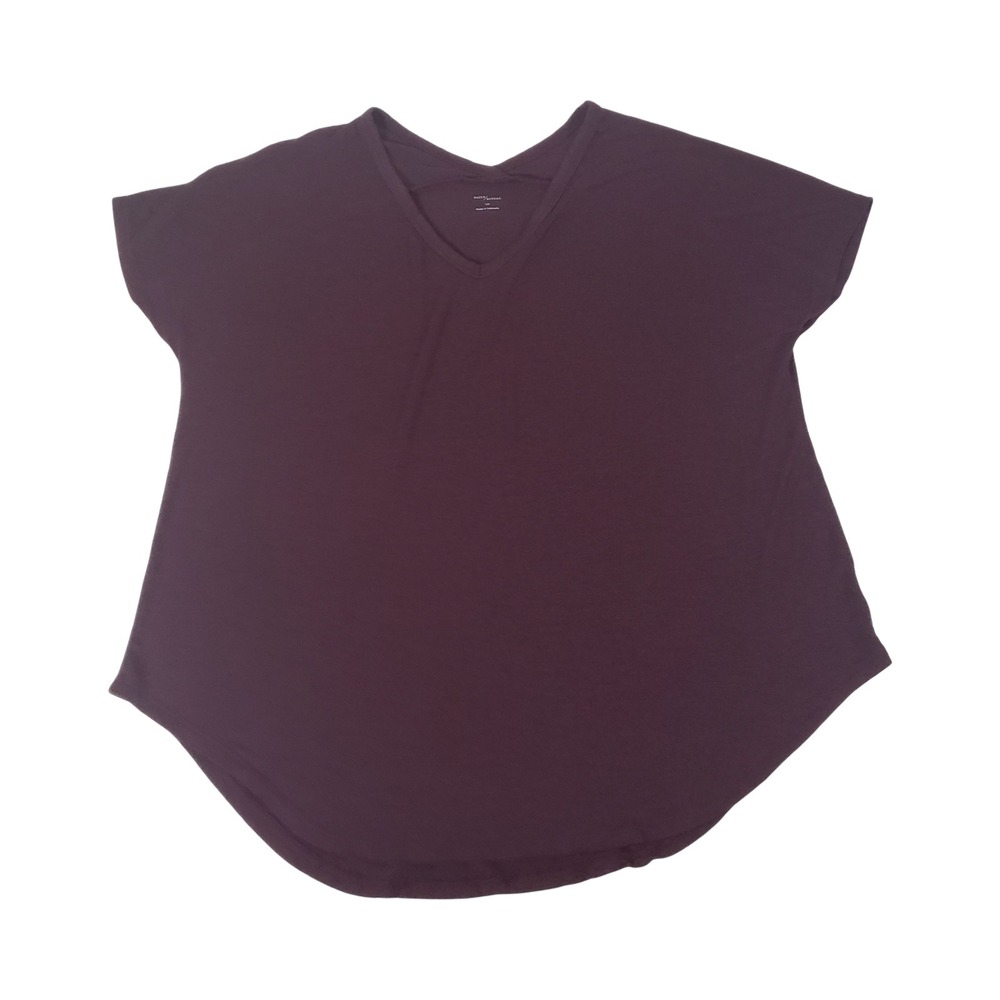 Daily Ritual Burgundy Purple V-Neck Short Sleeve T-Shirt Relaxed Fit L